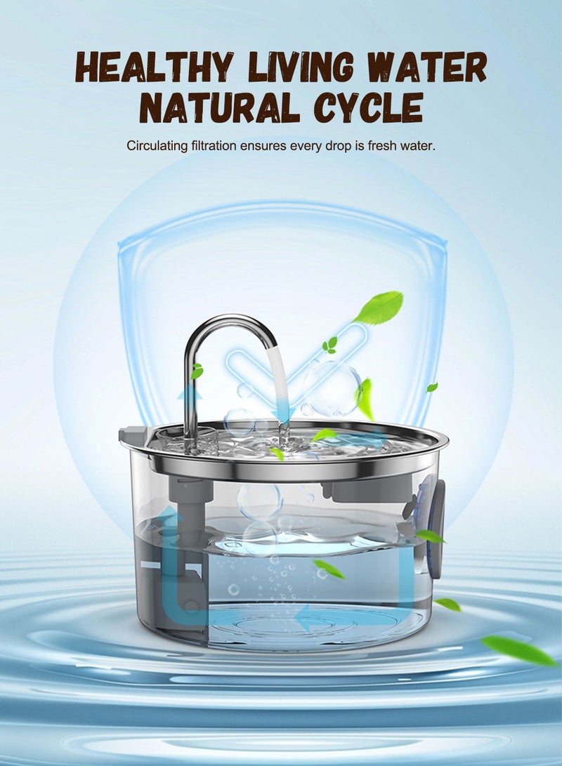 كيدل 3.2L الفولاذ المقاوم للصدأ نافورة المياه القط نافورة الحيوانات الأليفة مع مضخة هادئة كبيرة القدرة موزع المياه الحيوانات الأليفة مناسبة للاستخدام الداخلي - Image 5